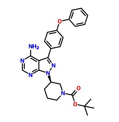 CAS 1022150-11-3 (R)-tert-부틸 3-(4-아미노-3-(4-페녹시페닐)-1H-피라졸로[3,{ {10}}d]피리미딘-1-일)-피페리딘-1-카르복실레이트